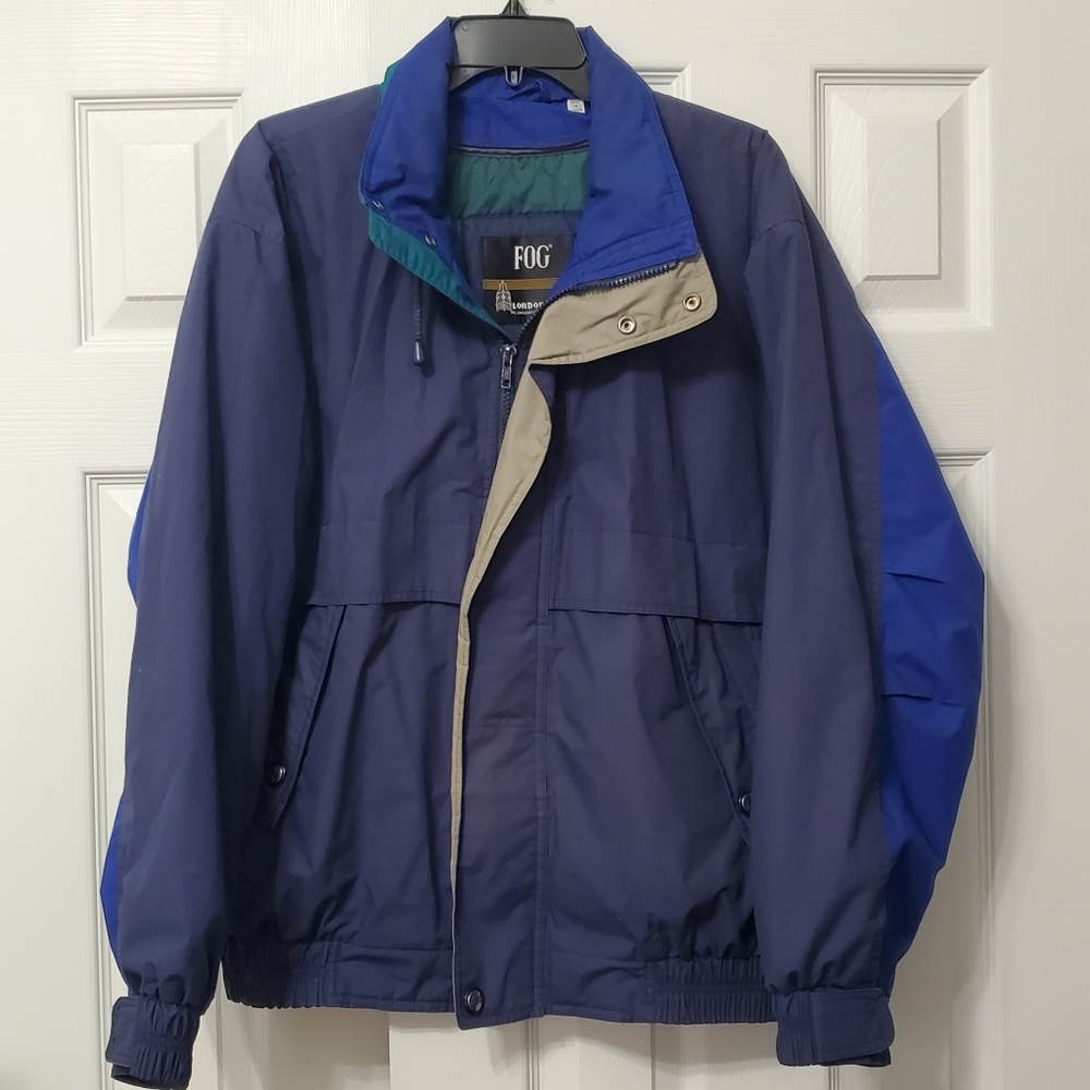 Early 80s London Fog men's jacket zip snaps velcro cuffs zip out lining Med long